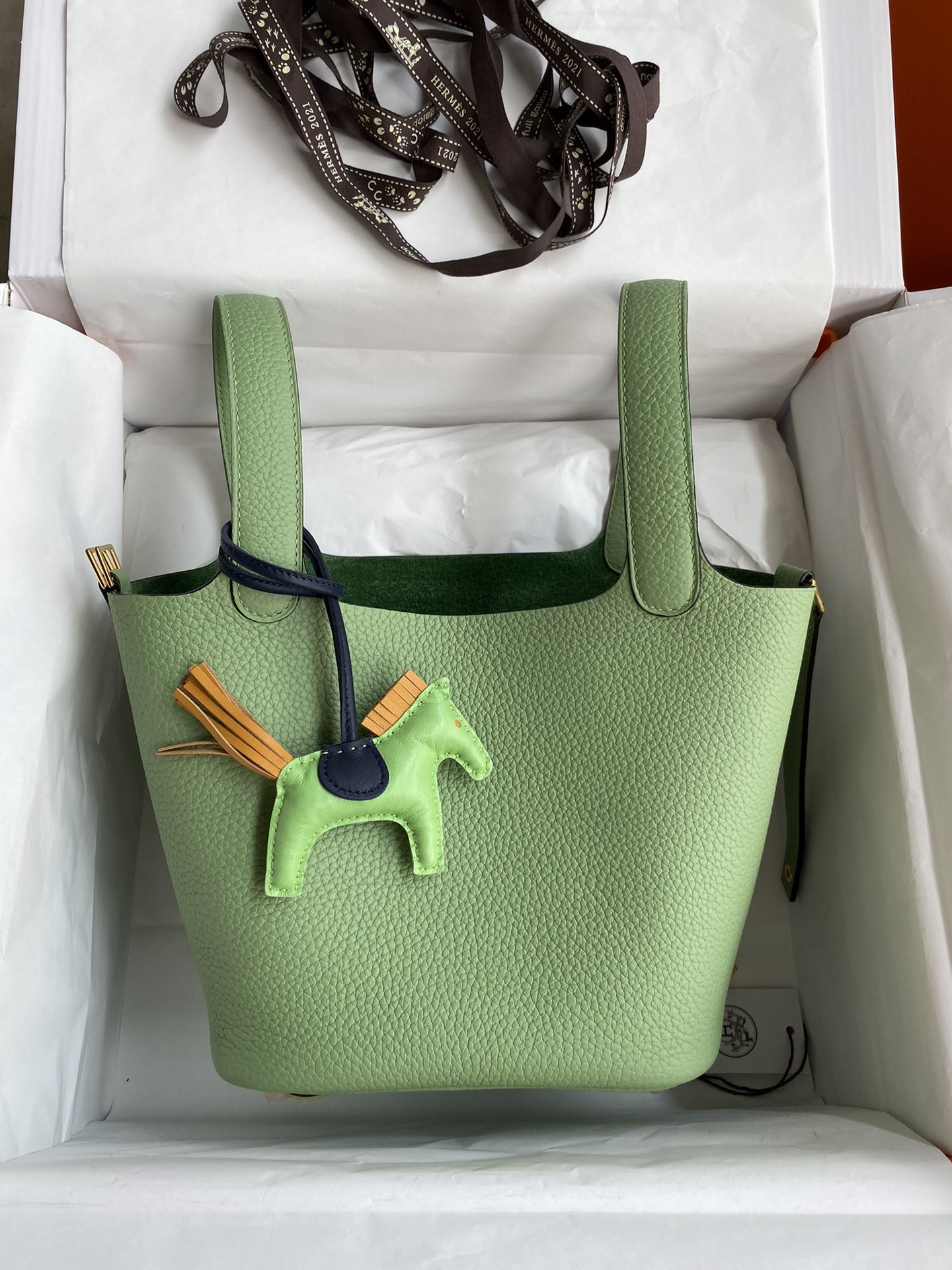 Hermes Picotin Lock 18 Bag In Green Kiwi Clemence Leather